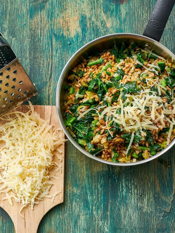 Risotto d’épeautre aux épinards d’hiver